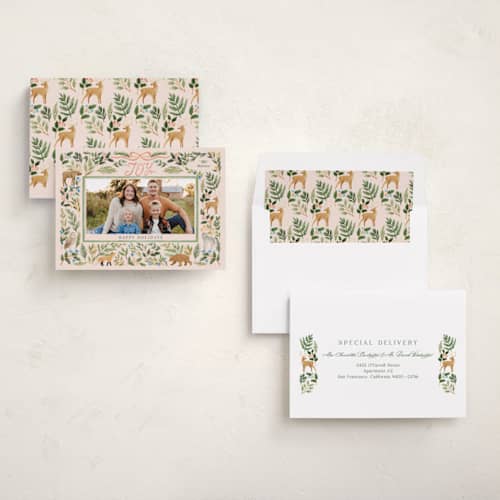 This is a leaf photo christmas cards with standard by Elly called wild forest printing on recycled smooth signature in standard