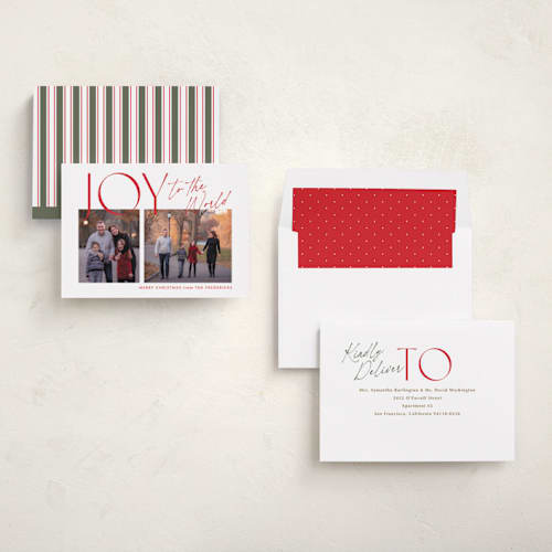 This is a santa photo christmas cards with standard by Jackie Crawford called joyfully duo printing on recycled smooth signature in standard