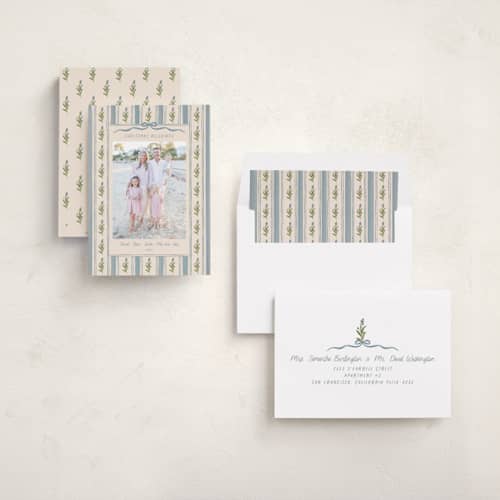 This is a blue jay photo christmas cards with standard by Creo Study called hand-drawn vintage garden printing on recycled smooth signature in standard