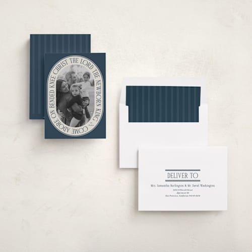 This is a night photo christmas cards with standard by Brianne Larsen called come adore printing on recycled smooth signature in standard