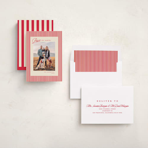 This is a stocking photo christmas cards with standard by Creo Study called heavenly peace printing on recycled smooth signature in standard