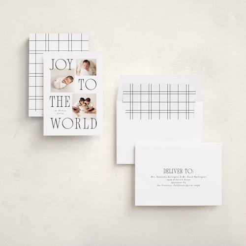This is a snow photo christmas cards with standard by Everett Paper Goods called aerial printing on recycled smooth signature in standard
