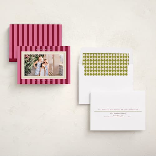 This is a candy cane photo christmas cards with standard by Jenna Holcomb called bold stripe printing on recycled smooth signature in standard