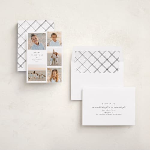 This is a snow photo christmas cards with standard by Ashley Iwafuchi called merriest moments printing on recycled smooth signature in standard