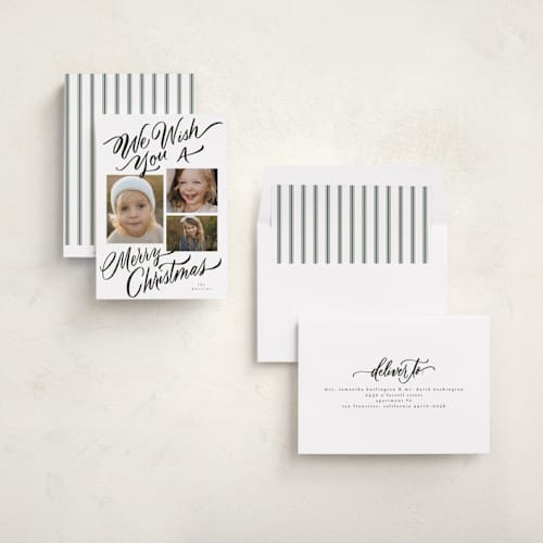 This is a coal photo christmas cards with standard by Elsa Duncan called we wish you printing on recycled smooth signature in standard