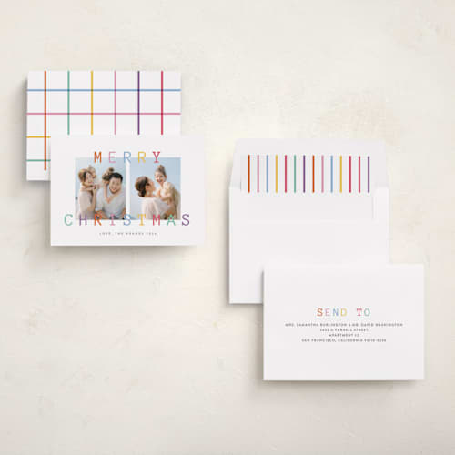This is a sunset photo christmas cards with standard by Ana Sharpe called bright wishes printing on recycled smooth signature in standard