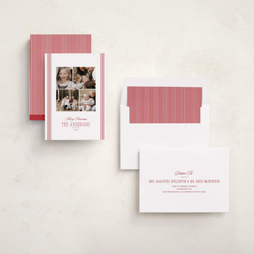 This is a candy cane photo christmas cards with standard by Corinne Malesic called new classic printing on recycled smooth signature in standard