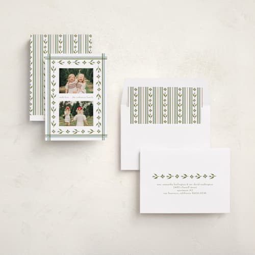 This is a glacier photo christmas cards with standard by Elsa Duncan called little floral border printing on recycled smooth signature in standard