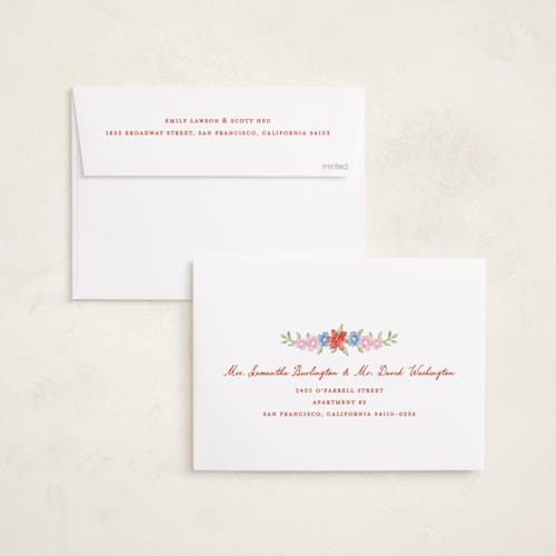 This is a hydrangea photo christmas cards with standard by Sarah Knight called poinsettia stripe printing on recycled smooth signature in standard