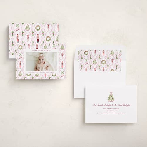 This is a powder photo christmas cards with standard by Sarah Knight called patterned icons printing on recycled smooth signature in standard