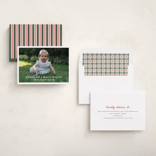 This is a snow photo christmas cards with standard by Jackie Crawford called simple handscript printing on recycled smooth signature in standard