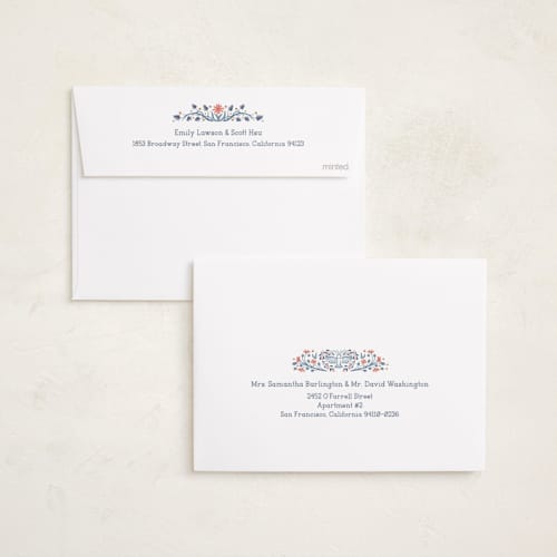 This is a navy photo christmas cards with standard by Paper Sun Studio called the holly and the ivy printing on recycled smooth signature in standard