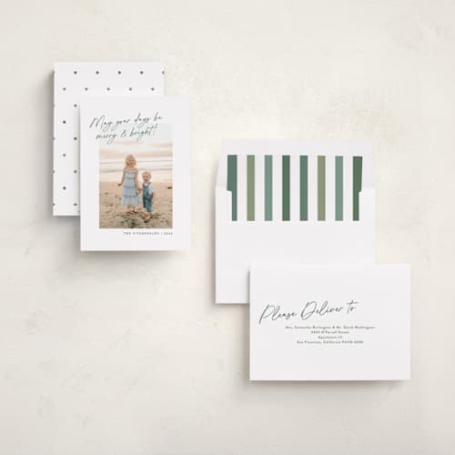 This is a forest photo christmas cards with standard by Jackie Crawford called top script note printing on recycled smooth signature in standard