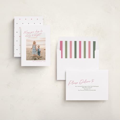 This is a peony photo christmas cards with standard by Jackie Crawford called top script note printing on recycled smooth signature in standard
