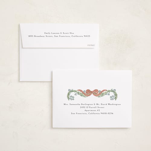 This is a coral photo christmas cards with standard by Chris Griffith called holiday garland frame printing on recycled smooth signature in standard