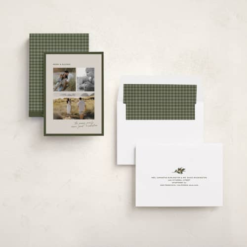 This is a pine photo christmas cards with standard by Joanna Griffin called border and collage printing on recycled smooth signature in standard