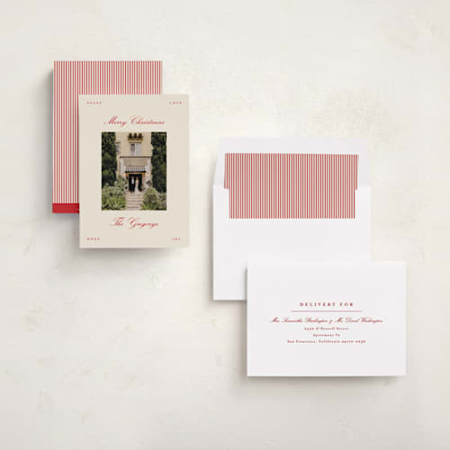 This is a cherry photo christmas cards with standard by Pixel and Hank called minimal christmas printing on recycled smooth signature in standard