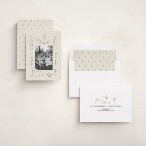 This is a pearl photo christmas cards with standard by Helena Vitto called a holy light printing on recycled smooth signature in standard