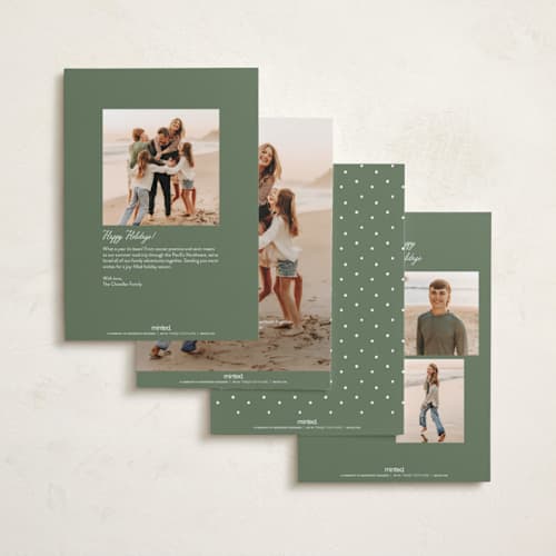 This is a snowfall photo christmas cards with standard by Karidy Walker called cheerful script printing on recycled smooth signature in standard