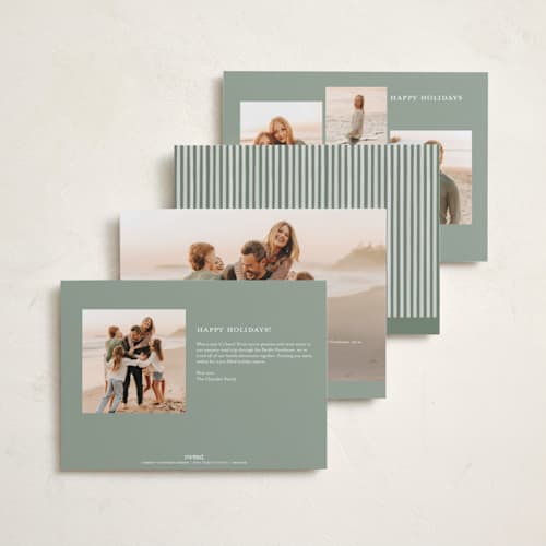 This is a forest photo christmas cards with standard by Holly Whitcomb called woodland watercolor printing on recycled smooth signature in standard