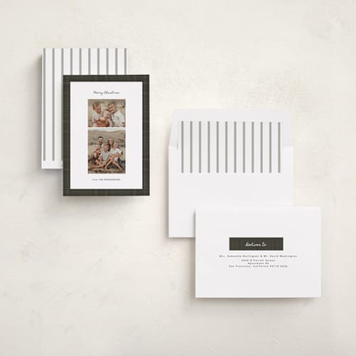 This is a forest photo christmas cards with standard by Itsy Belle Studio called nostalgic plaid printing on recycled smooth signature in standard