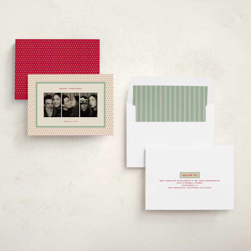 This is a mint photo christmas cards with standard by Ellen Schlegelmilch called retro polka printing on recycled smooth signature in standard