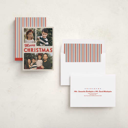 This is a rosy photo christmas cards with standard by Inkblot Design called holiday throwback printing on recycled smooth signature in standard