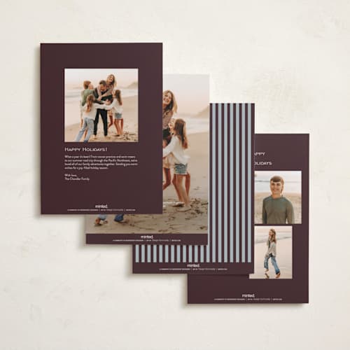 This is a plum photo christmas cards with standard by Snow and Ivy called in stereo printing on recycled smooth signature in standard