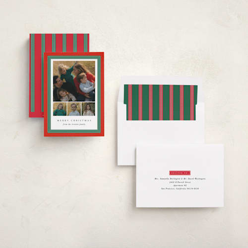 This is a poinsettia photo christmas cards with standard by Amy Kross called douglas printing on recycled smooth signature in standard