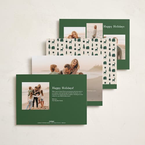 This is a wreath photo christmas cards with standard by Rina Ozum called noel wishes printing on recycled smooth signature in standard