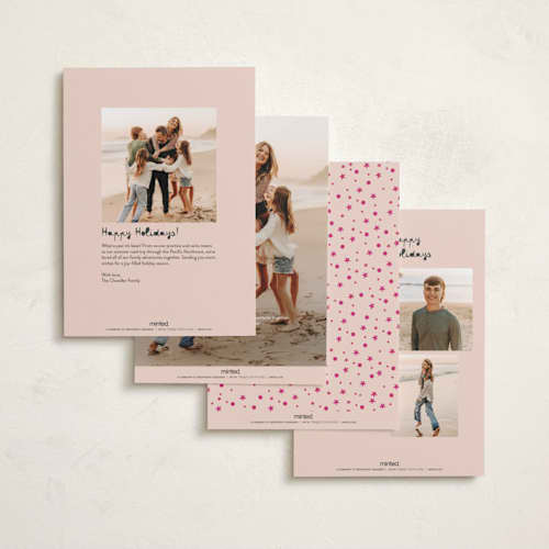 This is a sugar plum photo christmas cards with standard by Megan Davis called toboggan printing on recycled smooth signature in standard
