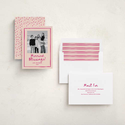 This is a sugar plum photo christmas cards with standard by Megan Davis called toboggan printing on recycled smooth signature in standard