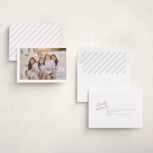 This is a snowdrift photo christmas cards with standard by Jessica Williams called behold printing on recycled smooth signature in standard