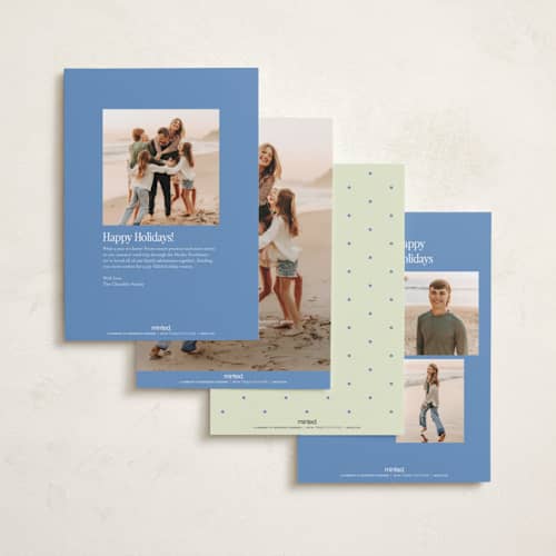 This is a cornflower photo christmas cards with standard by Ani Somi called blue christmas printing on recycled smooth signature in standard