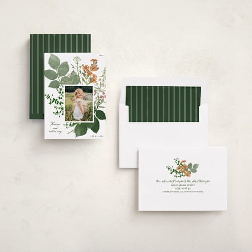 This is a meadow photo christmas cards with standard by Sumak Studio called bouquet of wild flowers printing on recycled smooth signature in standard