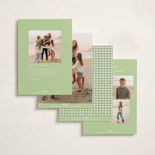 This is a sage photo christmas cards with standard by Bayberry Kate called cane border printing on recycled smooth signature in standard