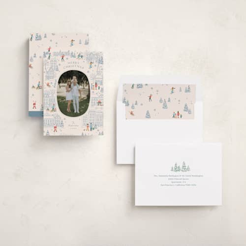 This is a blue spruce photo christmas cards with standard by Jennifer Wick called homeward bound printing on recycled smooth signature in standard