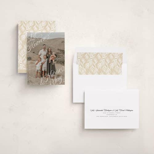 This is a snow photo christmas cards with standard by Stacy Maalouf called let heaven & nature sing printing on recycled smooth signature in standard