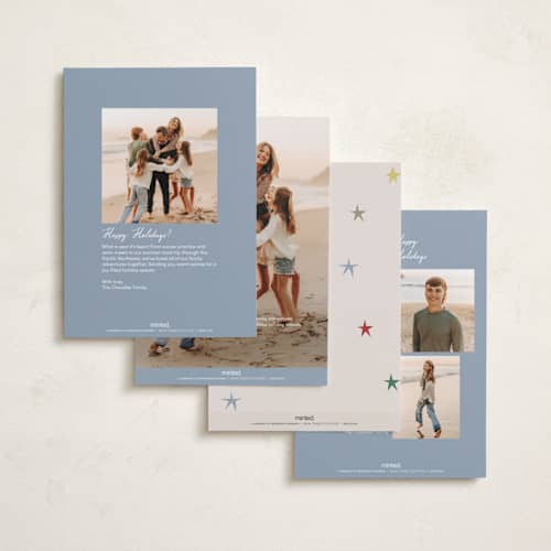 This is a confetti photo christmas cards with standard by Pixel and Hank called joy stars printing on recycled smooth signature in standard