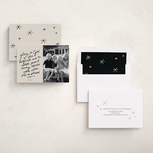 This is a holy night photo christmas cards with standard by Abbigail Lim called vintage letter printing on recycled smooth signature in standard