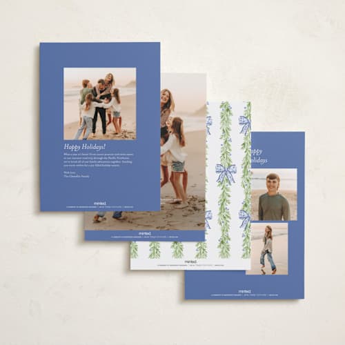 This is a bluebell photo christmas cards with standard by Sarah Knight called toile bow printing on recycled smooth signature in standard