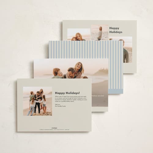 This is a holly berry photo christmas cards with standard by Kelly Watkins called classic stripes printing on recycled smooth signature in standard