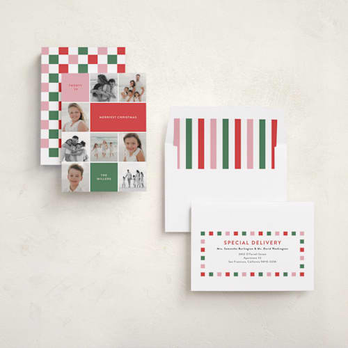 This is a peppermint photo christmas cards with standard by Olivia Williams called festive collage printing on recycled smooth signature in standard