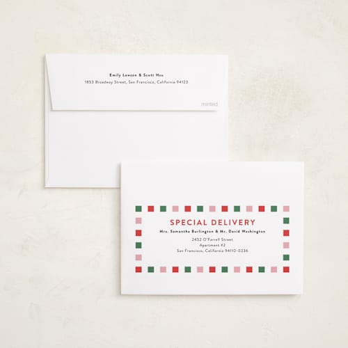 This is a peppermint photo christmas cards with standard by Olivia Williams called festive collage printing on recycled smooth signature in standard