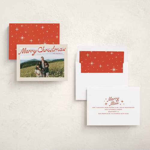 This is a candy cane photo christmas cards with standard by Ekko Studio called nostalgia printing on recycled smooth signature in standard