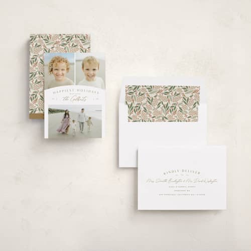 This is a sand photo christmas cards with standard by Michelle Taylor called modern trio printing on recycled smooth signature in standard