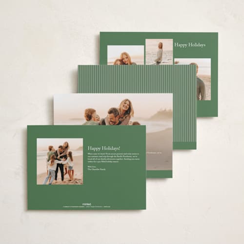 This is a wintergreen photo christmas cards with standard by Olivia Kanaley Inman called endpaper printing on recycled smooth signature in standard