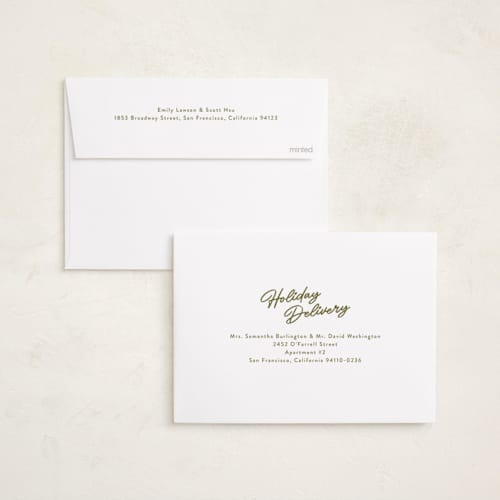 This is a mint photo christmas cards with standard by Angela Garrick called standout name printing on recycled smooth signature in standard