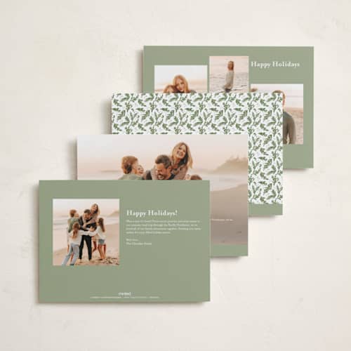 This is a pine photo christmas cards with standard by Susan Moyal called framed in holly printing on recycled smooth signature in standard
