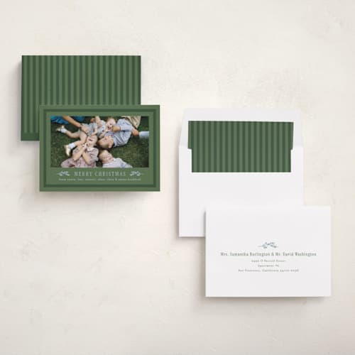 This is a pine photo christmas cards with standard by Amy Kross called glen printing on recycled smooth signature in standard